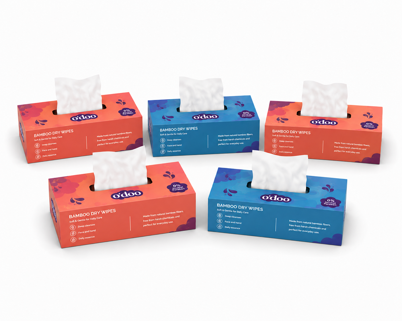 O'DOO Bamboo Dry Wipes — 5-Pack