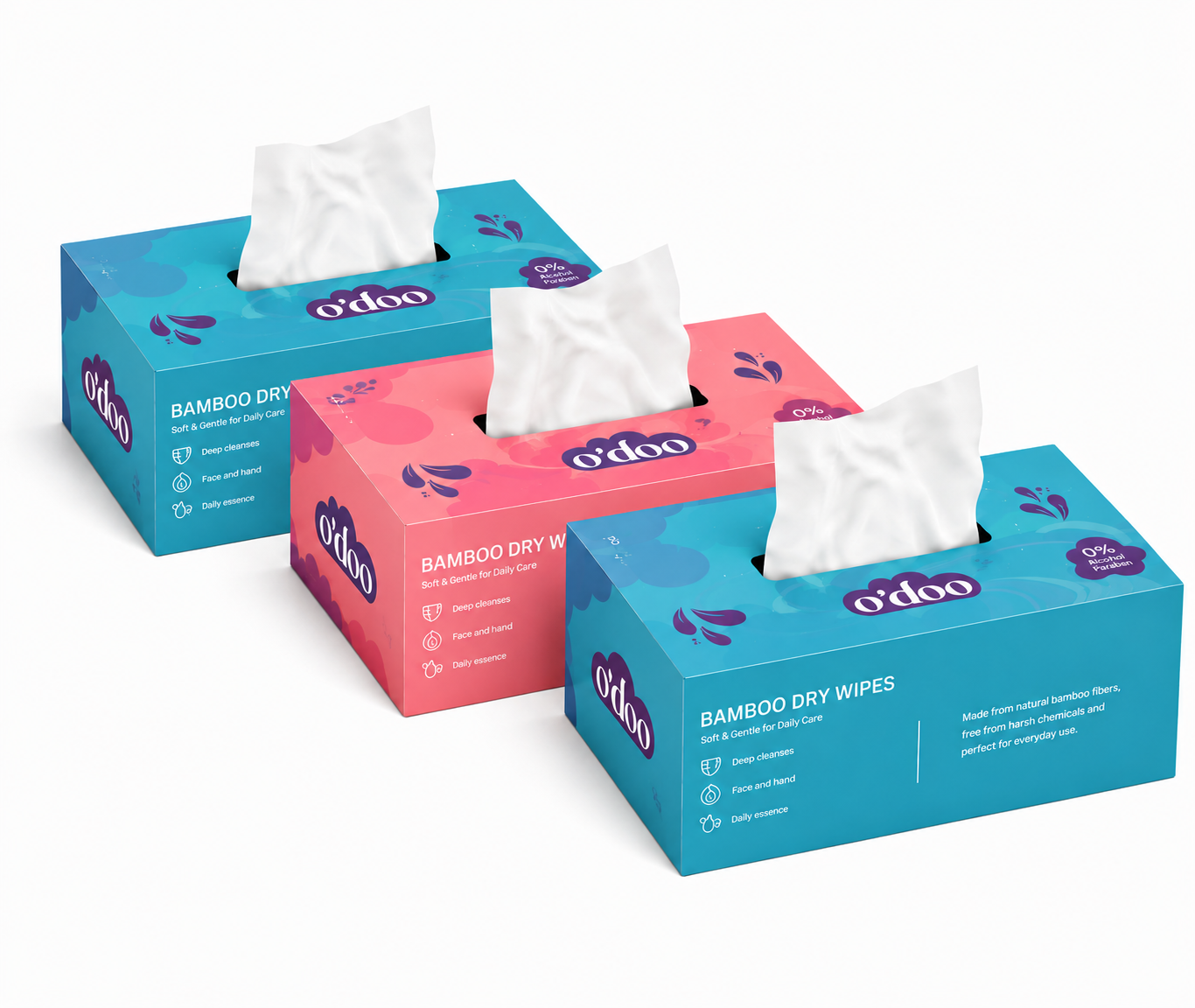 O'DOO Bamboo Dry Wipes — 3-Pack